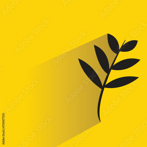 leaf illustration with shadow yellow background