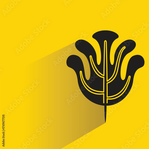 leaf illustration with shadow yellow background