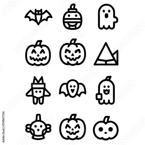 set of halloween icon elements illustrations