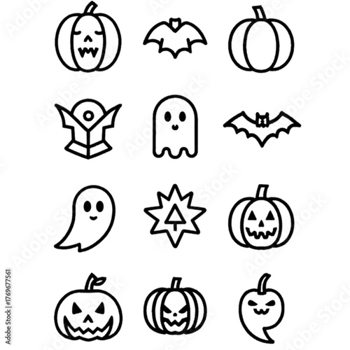 set of halloween icon elements illustrations