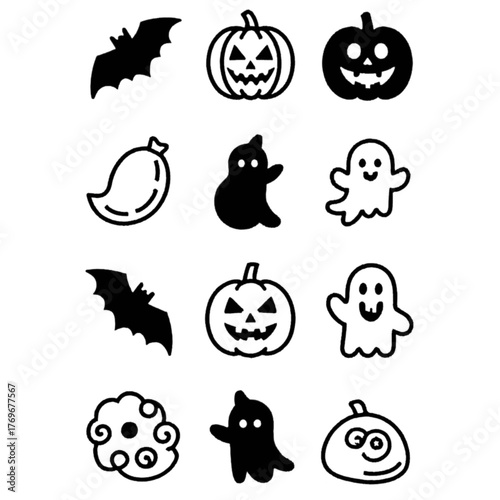 set of halloween icon elements illustrations