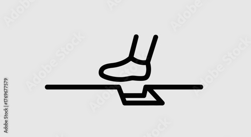 Minimalist Illustration Of A Foot Stepping Into A Recessed, Geometric Environment