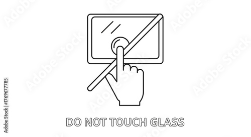 Minimalist Signage Depicting A Hand Preventing Contact With Glass Surface Concept