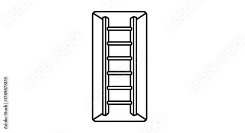 Minimalist Black Ladder Depicted Inside a Rectangular Frame, Simple And Elegant