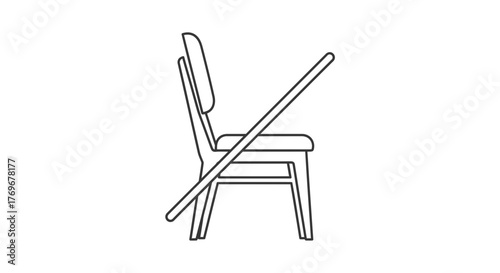 Minimalist Chair Icon Crossed Out Symbol for Forbidden Actions and Restrictions
