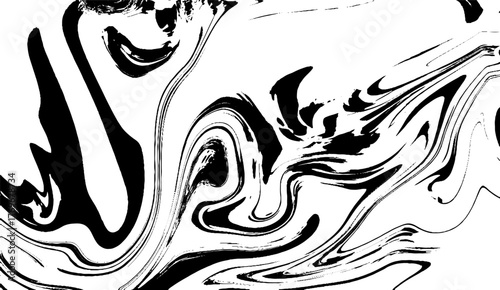 Background with black waves. Texture of marble. Spots of ink. Oil stains of liquid. Drips of black paint. Black abstraction with drawn waves.
