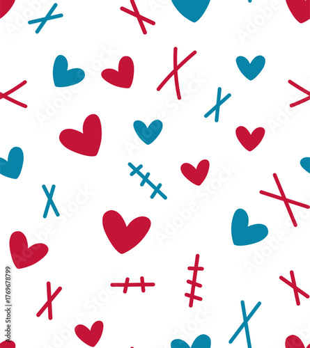 cute hearth and love seamless pattern, illustration vector background 