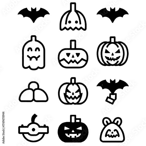 set of halloween icon elements illustrations