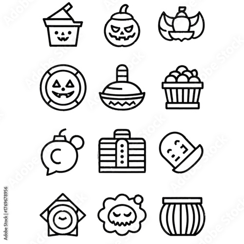 set of halloween icon elements illustrations