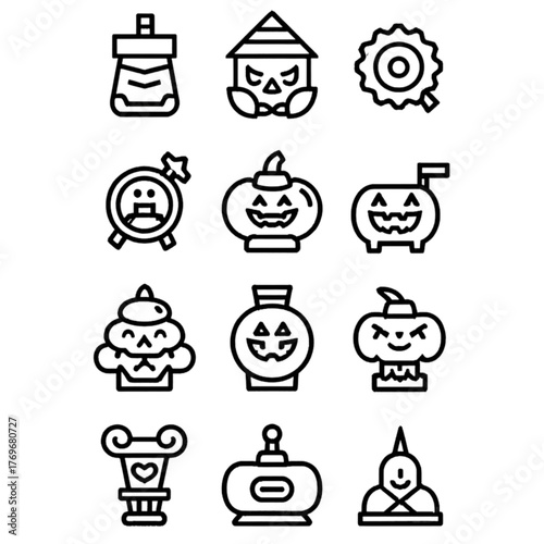 set of halloween icon elements illustrations