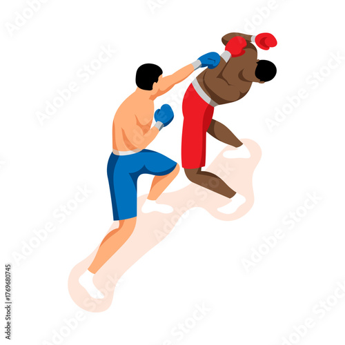 Dynamic Boxing Match Illustration Intense Fight Between Two Boxers in Action-Packed Scene