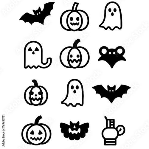 set of halloween icon elements illustrations