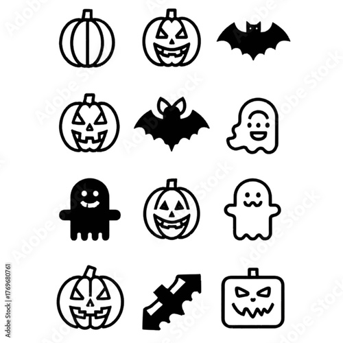set of halloween icon elements illustrations