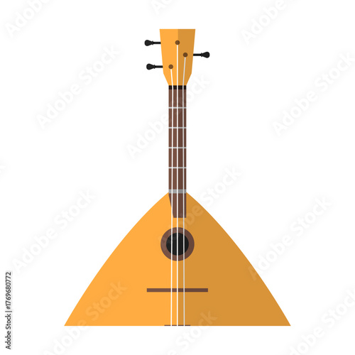 Brightly colored flat design icon of a traditional stringed instrument, symbolizing rich cultural heritage and folk melodies