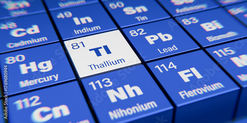 Tableau sur toile Detail view of the chemical element Tl Thallium with the atomic number 81 within the periodic table of elements