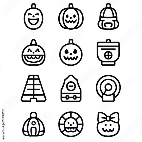 set of halloween icon elements illustrations