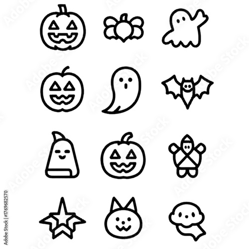 set of halloween icon elements illustrations