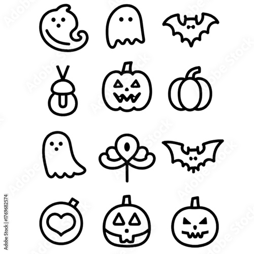 set of halloween icon elements illustrations