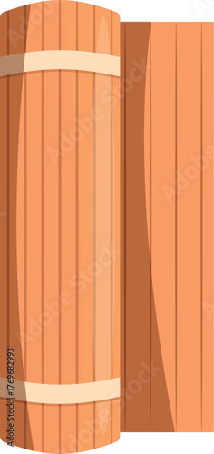 Rolled sleeping pad isolated on white background representing camping, hiking, and outdoor recreation