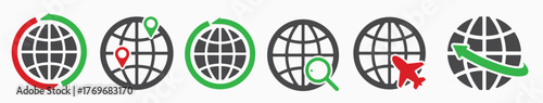 Modern globe icon vector representing world connection and global network.