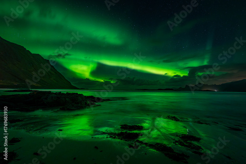 Beautiful Northern Lights in the Norwegian Lofoten Islands