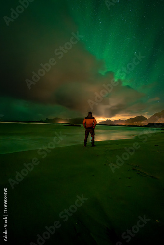 Beautiful Northern Lights in the Norwegian Lofoten Islands