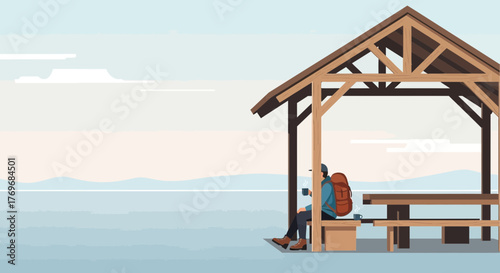 Resting Outdoors: Contemplative Hiker Enjoying A Moment Of Tranquility In Nature