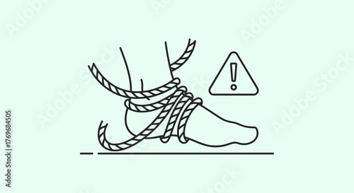 Restraint Warning Depicted Feet Symbolizing Caution or Danger in Vector Form