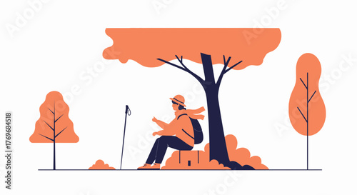 Resting Trailblazer: Enjoying Solitude and Nature's Embrace Under The Shade