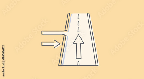 Road Illustration Depicting Merging Traffic and Directions with Clear Visuals Concept