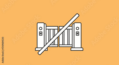 Restricted Access Illustration Depicting Closed Barrier Against An Orange Background Example