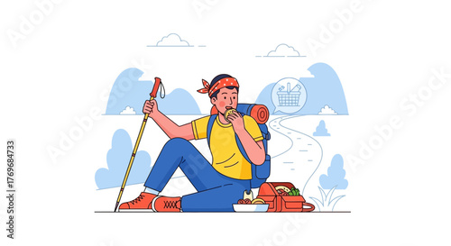 Rest And Refreshment: A Hiker's Break Amidst Scenic Trails And Outdoor Recreation