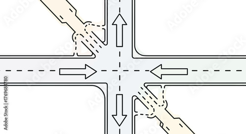 Road Intersection Diagram Depicting Traffic Movement and Directional Guidance