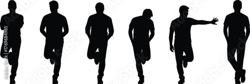 Standing silhouette, casual pose, relaxed gesture, body language, black figure, human stance, fashion attitude, posture icon, minimalist illustration, gesture art