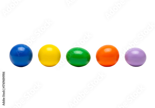 Colorful Balls in a Row on White Background.