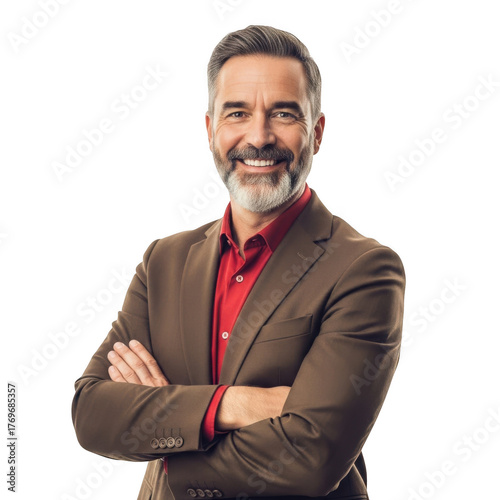 Wallpaper Mural Smiling middle aged man with beard and suit jacket arms crossed looking at camera isolated on transparent background Torontodigital.ca