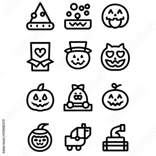 set of halloween icon elements illustrations