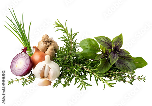 Fresh Herbs and Spices: A Culinary Still Life.
