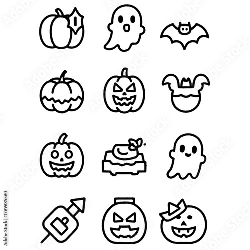 set of halloween icon elements illustrations