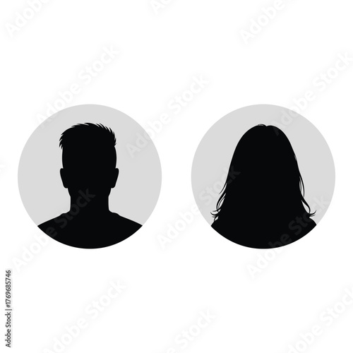 Silhouette profile pictures representing male and female user avatars silhouette