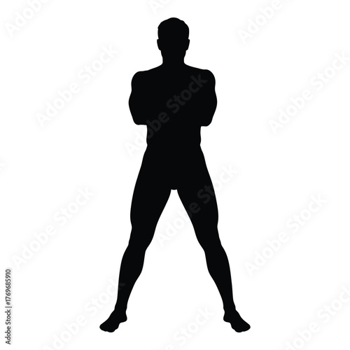 Silhouette of a muscular man standing with arms crossed confident pose silhouette