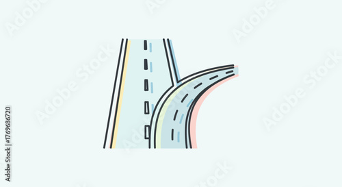 Roads Merging Design Representing Connections and Pathways and Decision Making Illustrated