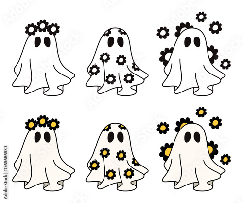 Cute and playful ghost vector, funny ghost season, Halloween.
