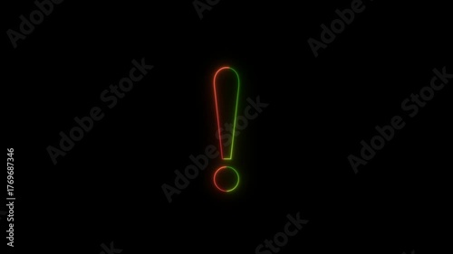  Warning Animation. Warning Alert Symbol. Neon Warning Sign. Attention Danger Alert Signal Animation. Warning attention icon signal , alert , risk , safety, danger road warning sign.