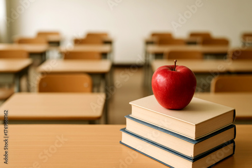 Back to school with a classic apple on books