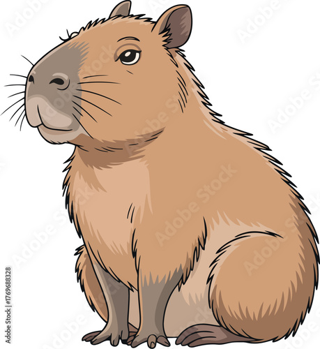 Brown rodent sitting with short fur and dark eyes furry animal