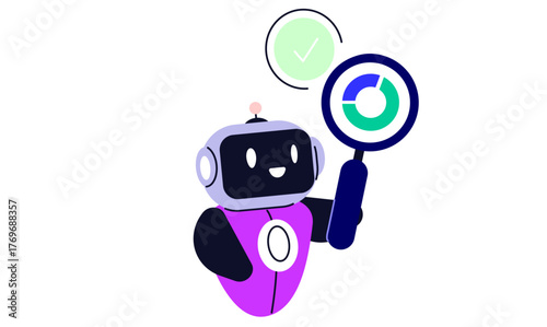 Digital technology concept with a robot toy car and robot toy robot icon on a computer screen symbolizing online business and social media