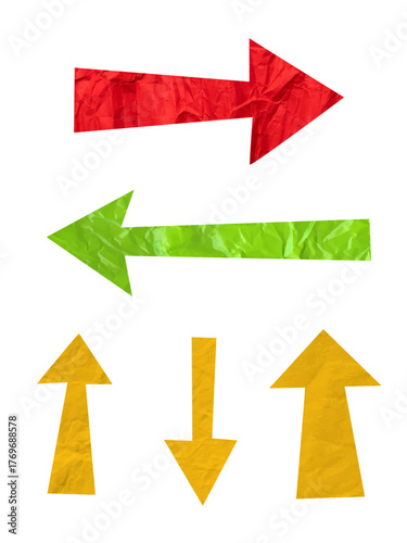 Vector illustration of a set of colored paper cut arrows. Modern paper style design perfect for infographics, web design, presentations, and creative direction concepts.