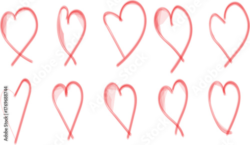 Delicate Watercolor Heart Collection Isolated on White Background Love and Romance Concept