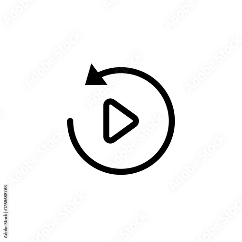 replay button icon, simple flat style, vector illustration, symbol, pictogram design logo template, for ui or ux isolated on white for mobile app, editable